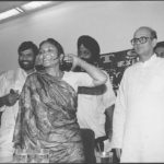 03 August 1995 - Phoolan Devi with VP Singh, Ram Vilas Paswan - HT Photo by Sanjay Sharma.